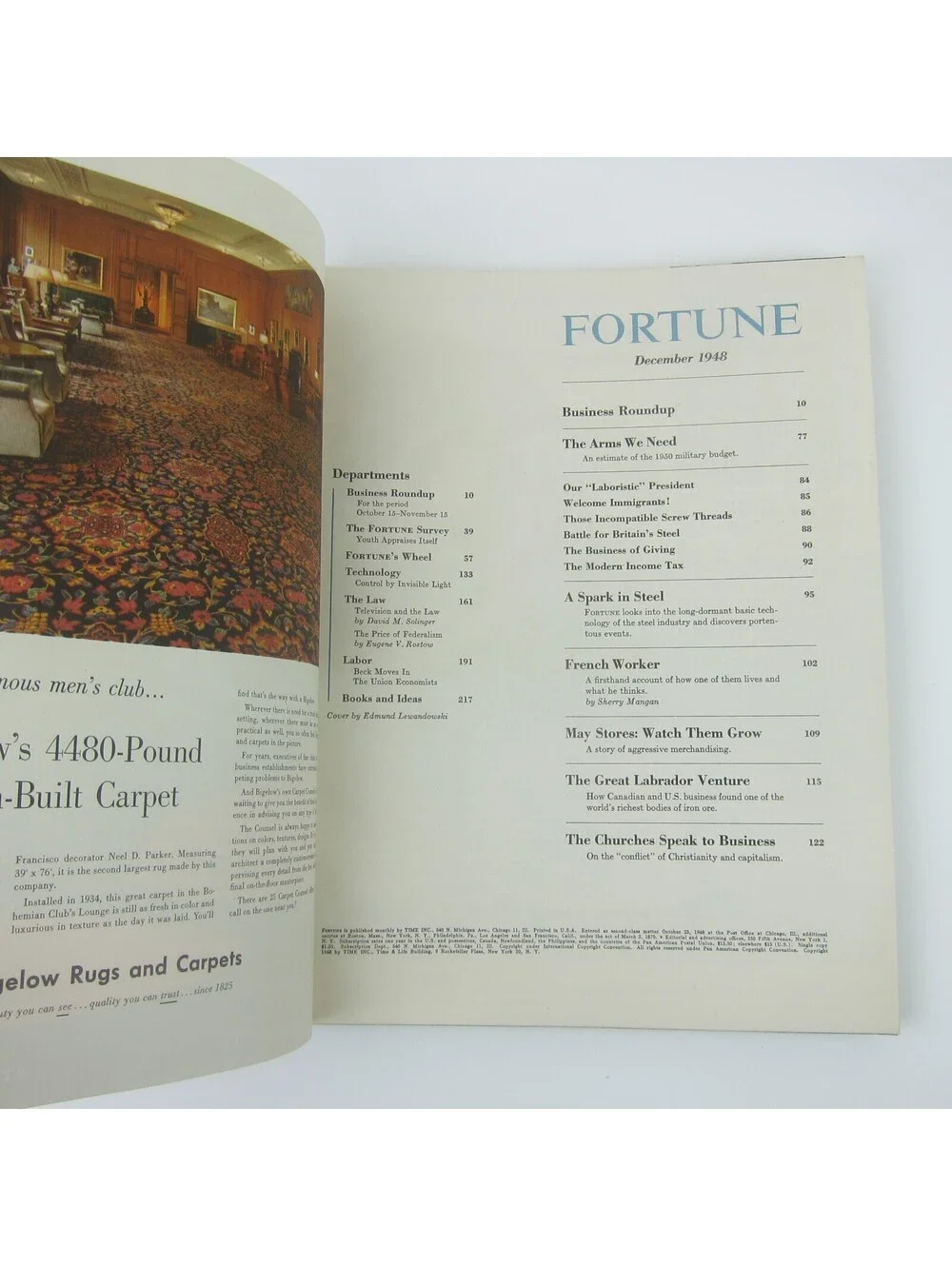 Vintage FORTUNE Magazine December 1948 Cadillac, Buick, Mercury, Ford Car Ads